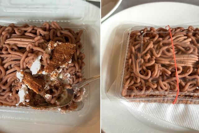 画像: 一見”焼きそば”風だが、絶品！　サクサクのパイ生地とクリーム、リンゴのコンポートが隠れているバーミセリモンブラン₩8,500