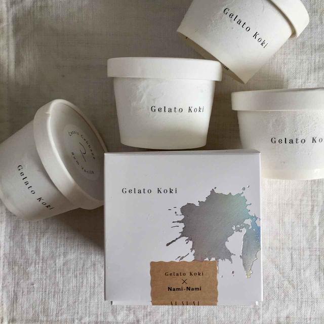 画像: パッケージもすてき。オンラインストアでは、「Gelato Koki」のジェラート4種とセットで取り扱い中。「Gelato Koki x Nami-Nami Box」￥5,616（※2023年8月時点）