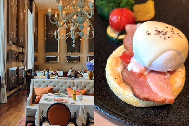 画像: 朝食のビュッフェは「ラ べデュータ」で。セント レジスのために育てられている平飼い鶏の卵を使った「チーズソースエッグベネディクト」