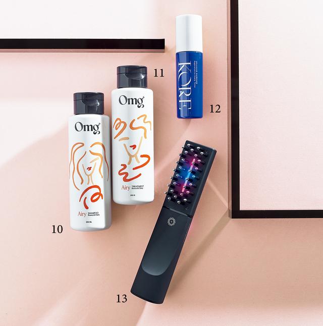 画像: ハリコシの低下や頭皮の健やかさに向き合う、本気のヘアケアもここで。高品質なシャンプーから頭皮や顔、ボディに働きかけるビューティーデバイスまで充実。10・11・12 東洋の叡智とサイエンスをもとにつくり上げた天然由来保湿成分のヘアケア。ボリューム感や美髪へのアプローチを実感。OMG+ エイジングケア エアリー シャンプー（250㎖）￥22,660・同 トリートメント（250ｇ）￥24,530・KORE スカルプケア美容液（50㎖）￥67,980／希聲堂 13 頭皮ケアに加え、肌引き締めも期待可。ボディ用アタッチメントつき。エレクトロン デンキバリブラシ®2.0＋BODY ￥217,800／GMコーポレーション