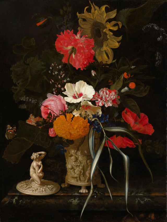 画像: マリア・ファン・オーステルウェイク《装飾的な壺の花》1670-1675年頃 油彩/カンヴァス 62.0×47.5cm マウリッツハイス美術館 © Mauritshuis, The Hague