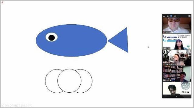画像: 沢渡さんが描いた魚と丸の絵