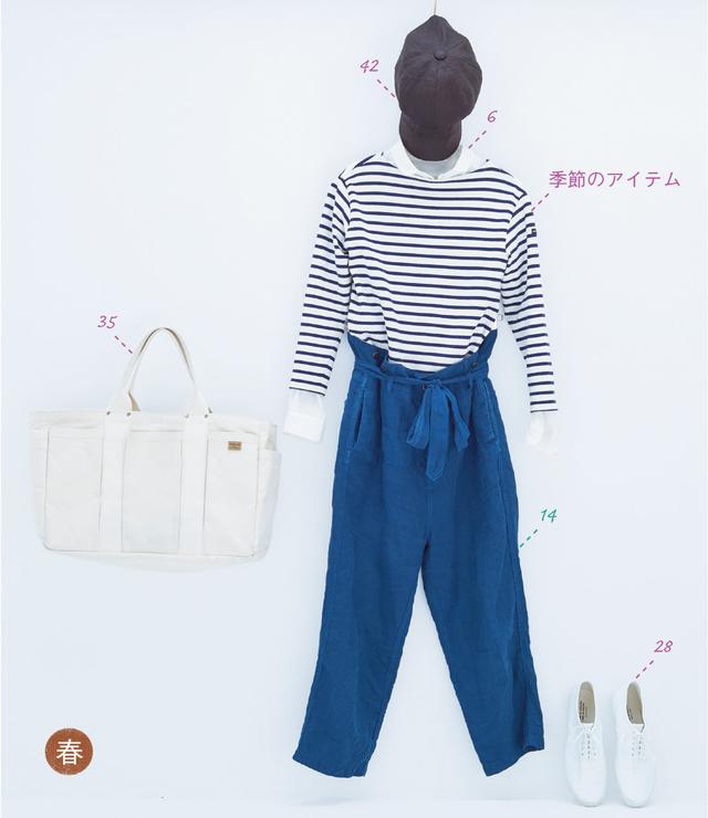 画像: 6. かぐれのオーガニックコットンシャツ。14. ネイティブヴィレッジのワイドパンツ。28. コム・デ・ギャルソンのスニーカー。35. 松野屋のキャンバストート。42. クールのリネンキャスケット