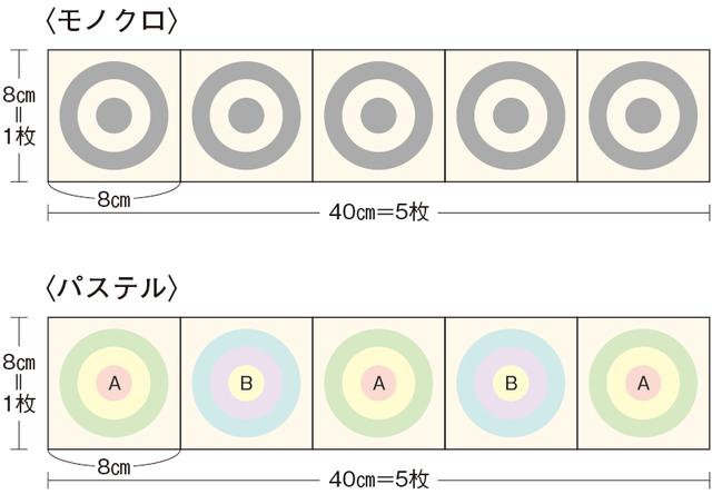 画像: 寸法配置図(モチーフつなぎ)5枚