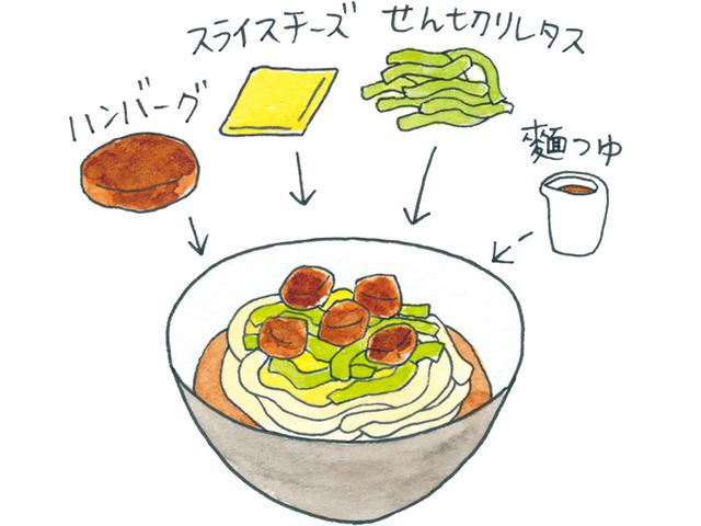 画像: ハンバーグでつくるタコライス風の麺