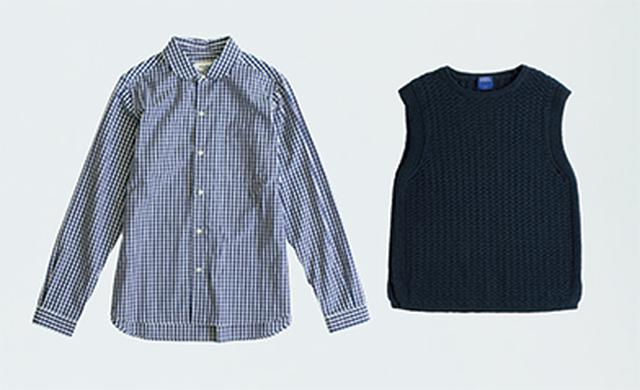 画像: チェックシャツ 10,584円/ル・グラジックⓅ。上に着たベスト 15,120円/ヒューマン ウーマンⓈ