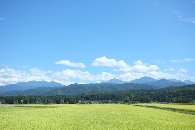 画像: 北アルプスの麓に広がる田園風景