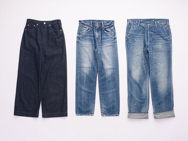 画像: 左から) ワイドストレート ¥17,000/サキュウ(サキュウ ルームストア) Vintage straight ¥20,000/レッドカード(ゲストリスト) VC-2215デニム ¥28,000/ヴェリテクール