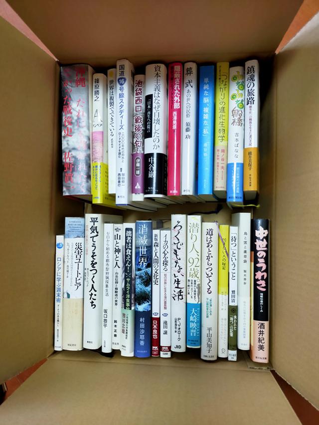画像: ベッド下の高さに合わせた段ボール箱。時々、本棚からここに移動させます。