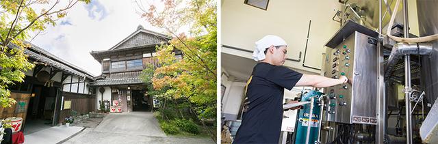 画像: 杉能舎の社屋(左)と、地ビールの製造風景(右)