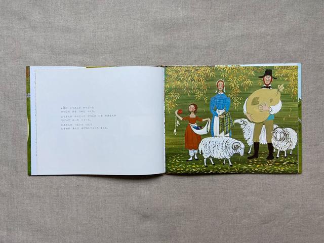 画像: 手袋は「ゆびなしてぶくろ」と訳されています。原文はmitten(ミトン)でしょうか。