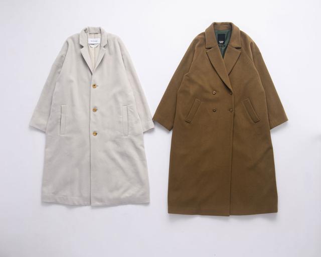 画像: 左)コート¥52,000 ヴェリテクール 右)ダブルロングコート¥42,000 ノンブルアンペール 自由が丘店