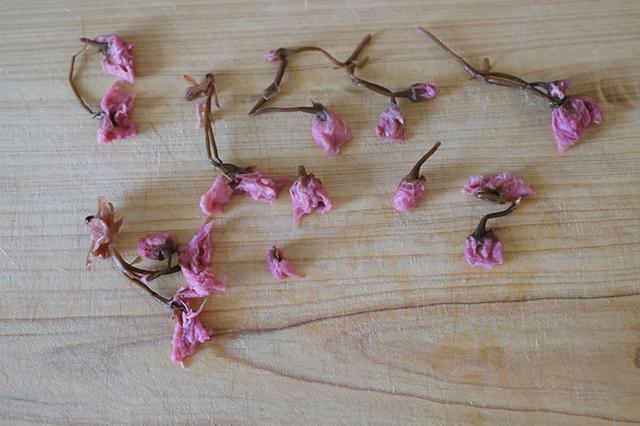画像: 桜を塩抜きして水を切る