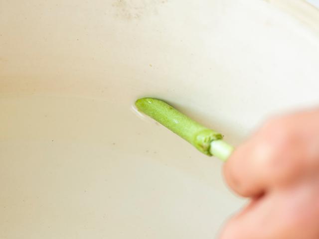 画像3: 3:器の側面にぴったりになるように茎先は斜めにカット