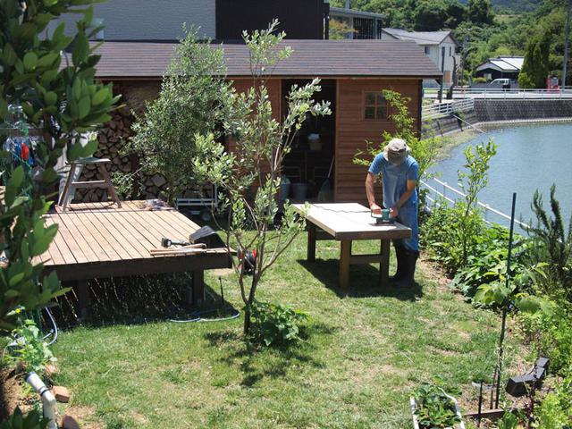 画像: ウッドデッキや小屋や薪棚など、庭にあるものはほぼすべて夫婦でDIYしています。畑に限らず庭全体に7~8割ほど食材になるものを植えていて「食べる庭」と呼んでいます。