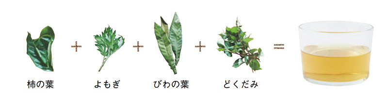 画像: 1. 柿の葉+よもぎ+びわの葉+どくだみ 前沢さんちの定番「王道のブレンド茶」