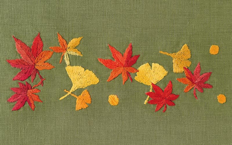 紅葉の刺しゅう