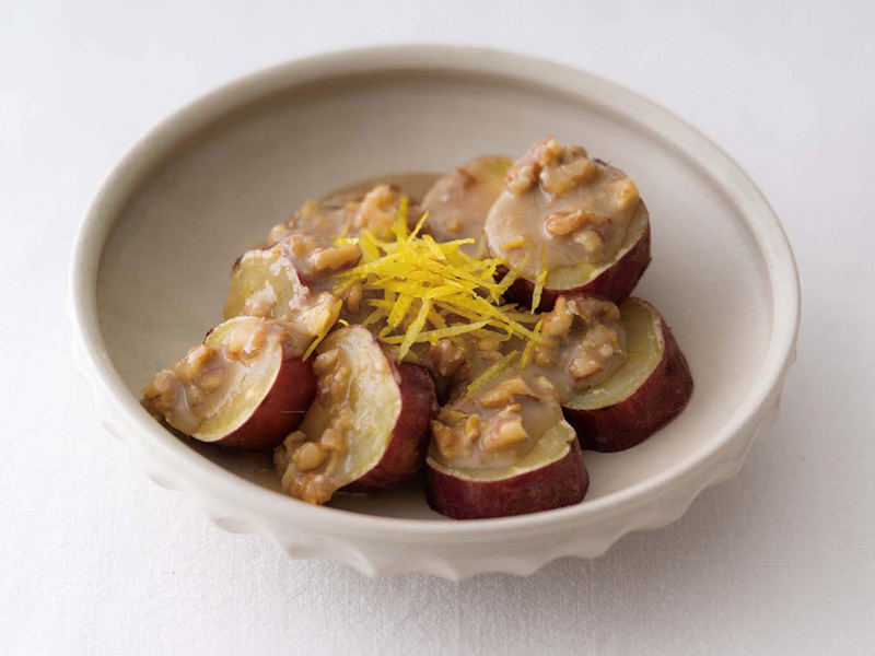 画像: せいろのやさしいおやつ 蒸しさつまいも ゆず味噌がけのつくり方