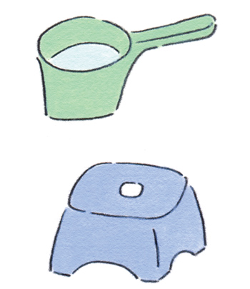 画像: ３．風呂椅子と手桶