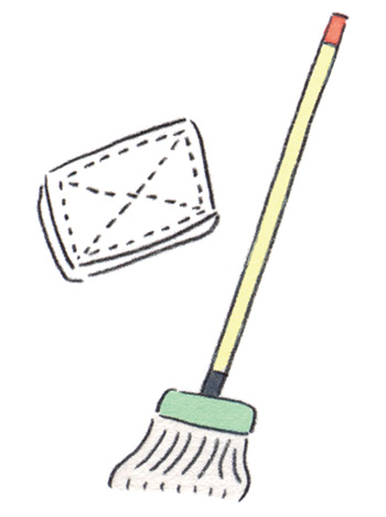 画像: 2.モップと厚手の雑巾