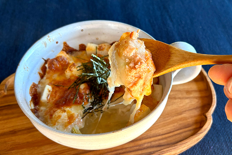 画像1: もんじゃ焼きの人気メニューをアレンジ 「もち×明太子」でさっぱり風味のグラタン