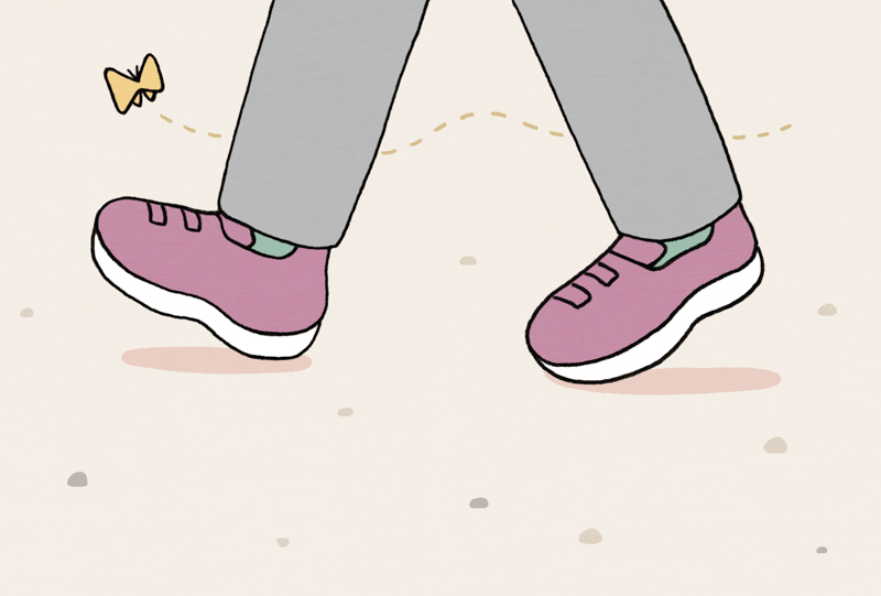 土を踏みしめ歩く」