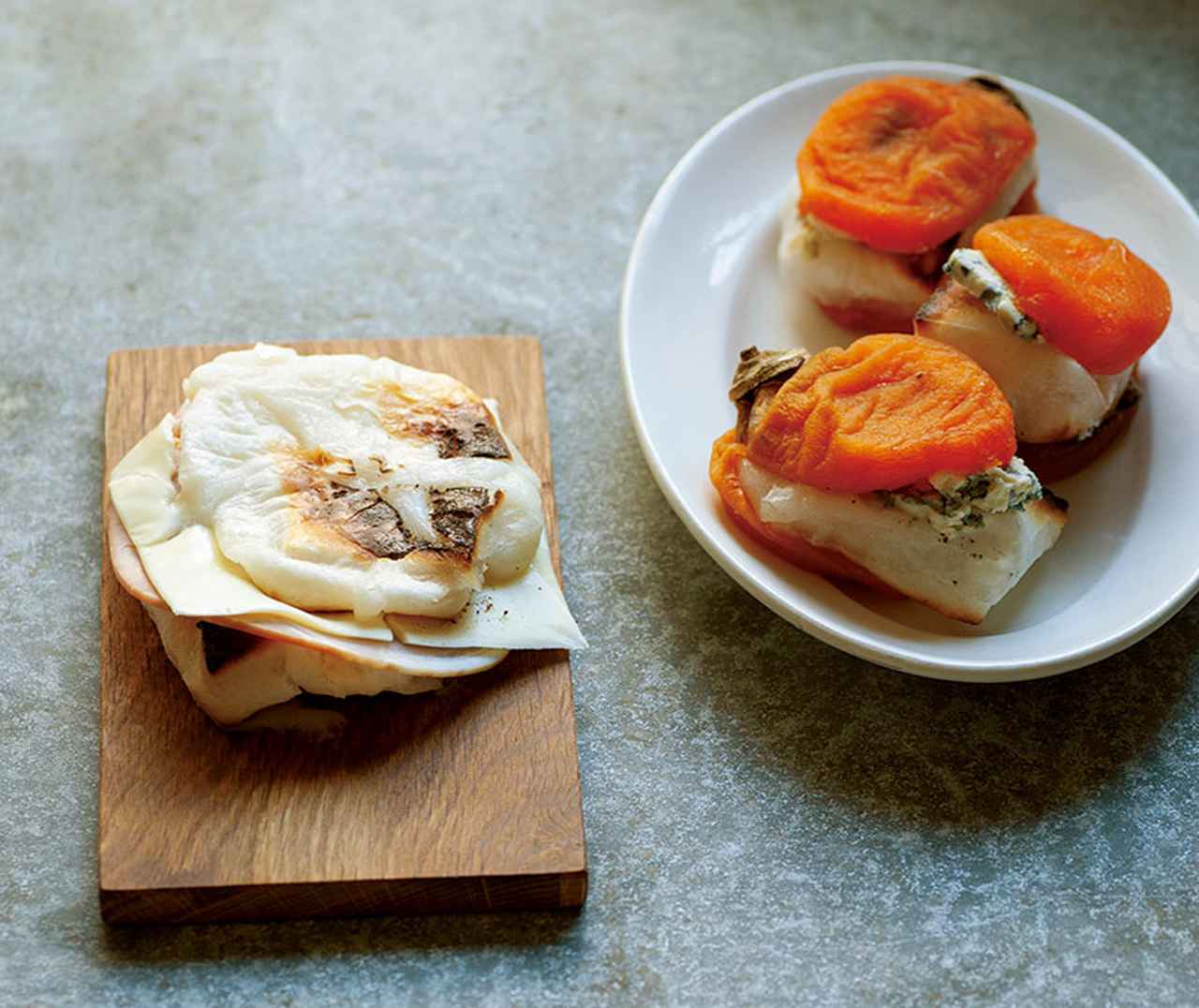 画像: 15　「ハムチーズ餅サンド」と「干し柿とブルーチーズ餅」のつくり方｜冷水希三子さん