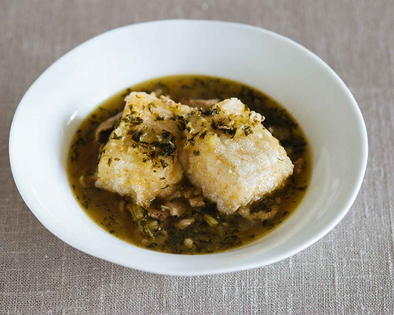 画像: 11 「雑穀揚げ餅の野沢菜ソースがけ」のつくり方｜松田美智子さん