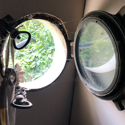 画像: ボートの窓から外を臨む