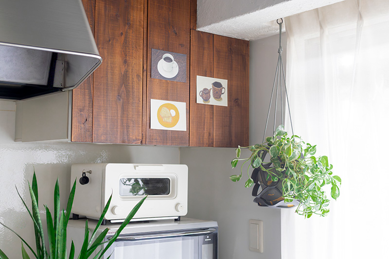 画像: カーテンレールを利用して、窓辺にグリーンをひと鉢。光を受けながら、暮らしの中にやさしくなじむ飾り方です