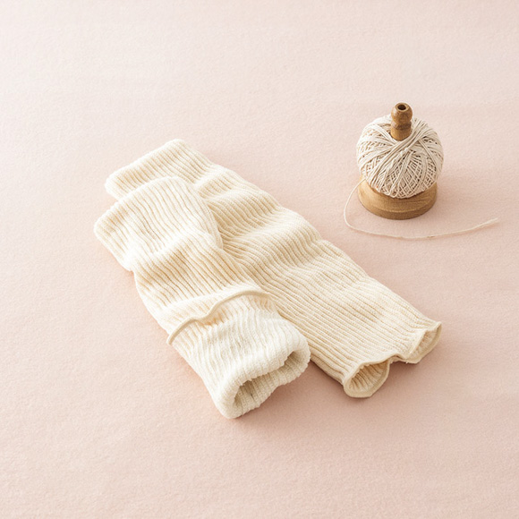 画像: シルク＆オーガニックコットン二重織レッグウォーマー 生成 45cm／ライブコットン☎0564-51- 1233