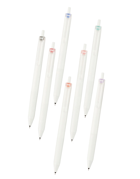 画像: 価格：165円　サイズ：最大径10.5×H142mm　重さ：9.8g　ボール径：0.4mm　インク色：ブラック、レッド、ブルー、オレンジ、サクラ、ミント、ネモフィラ、ラベンダー