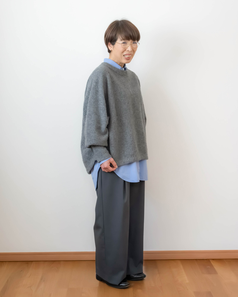 画像1: 【B.クルーネックニット＋C.シャツ＋F.パンツ＋I.メガネ＋L.ブーツ】