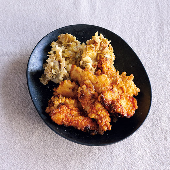 画像: とり天、まいたけ天のつくり方