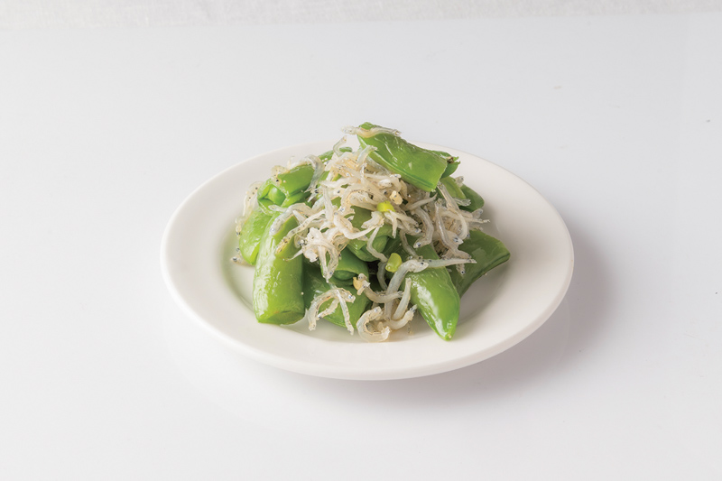 画像: 緑：スナップえんどうとじゃこのあえもの