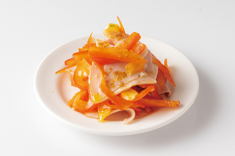 画像: 赤：パプリカとハムのカレーマリネ