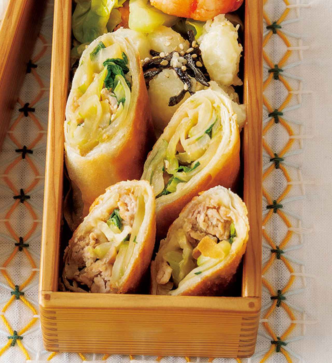 画像: 「豚とセロリのザーサイ炒め」を使って 豚とセロリの春巻き