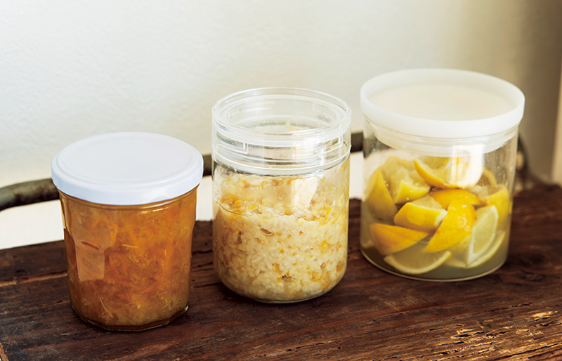 画像: 左から、甘夏のビターマーマレード、ゆず塩麹、完熟塩ライム