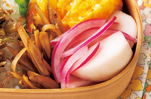 画像: かぶと赤玉ねぎのピクルスとごぼうのきんぴらをそのまま ごぼうのきんぴらとかぶと赤玉ねぎのピクルス