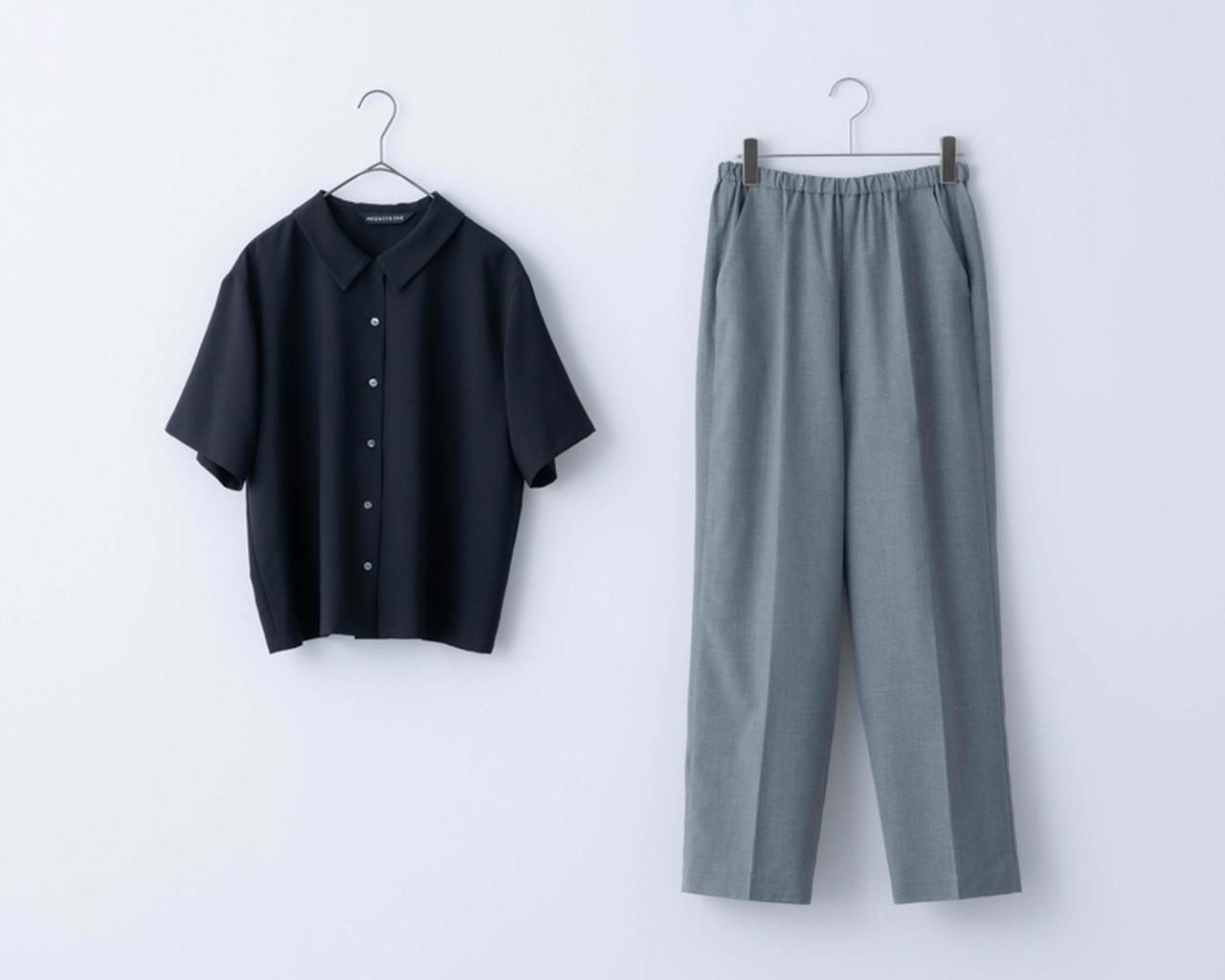画像: ハーフスリーブシャツ 13,970円/ミズイロインド(マーコート) ワイドスラックス 12,980円/ミズイロインド(マーコート)