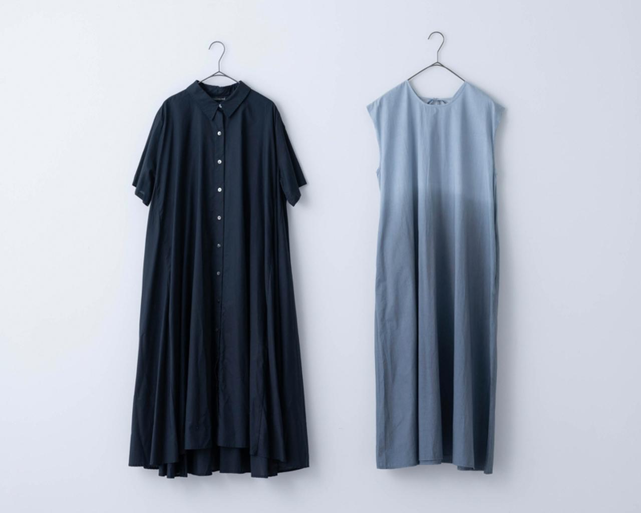 画像: 左）シャツワンピース　18,700円／ミズイロインド（マーコート） 右）段染めワンピース　28,600円／ロワズィール