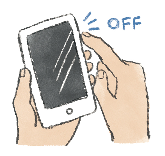 画像: ①電子メディアは30分前にオフ