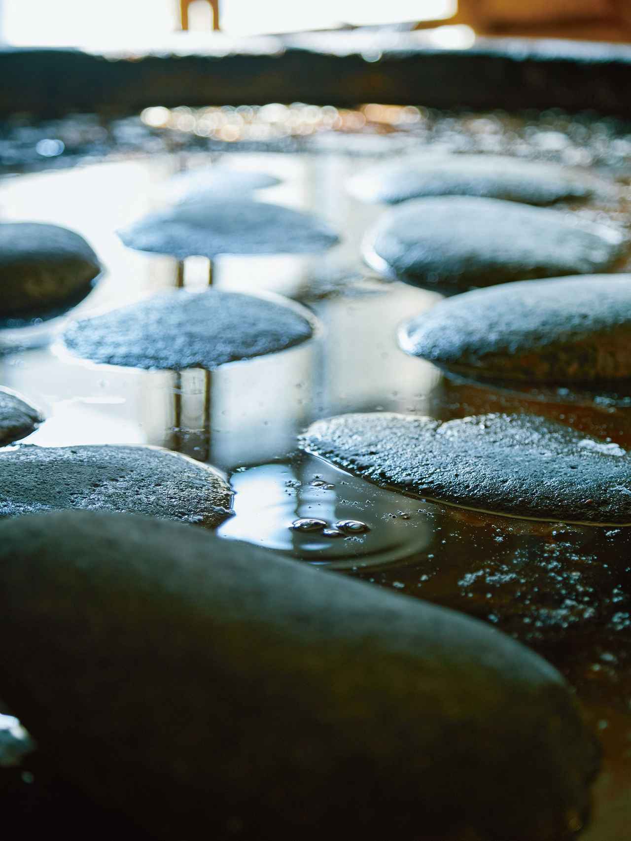画像: たまりから空気があがり、波紋ができるのは「良い発酵が進んでいる証拠」と中川さん