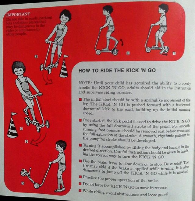 画像: 輸出用「KICK ‘N GO 」のオーナーズマニュアルより。イラストが良い味を出してます。 www.oldbike.eu