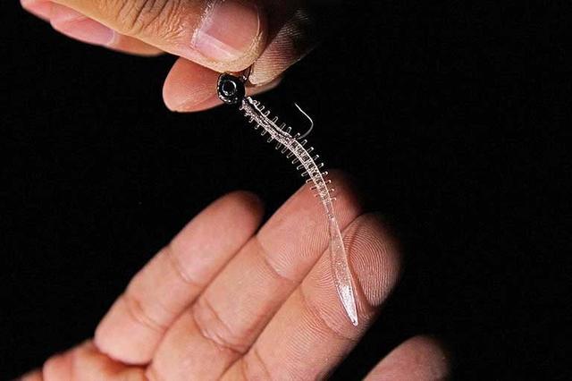 画像: こちらがワーム。サイズや色などその種類は膨大。これをジグヘッドにつけて釣ります www.honda.co.jp