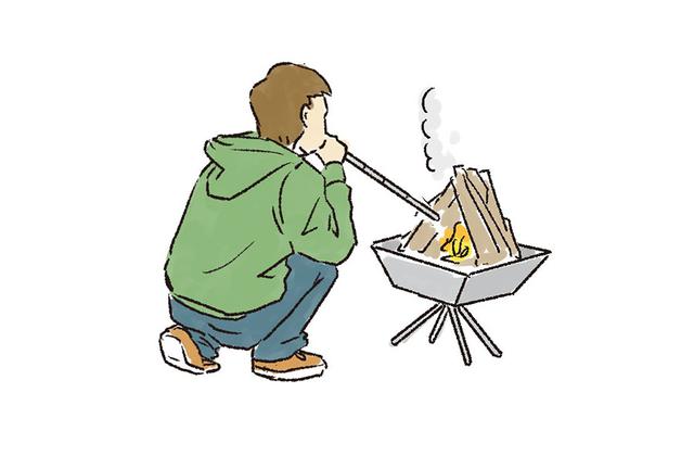 画像: 3 着火し、火がまわったら風を送る