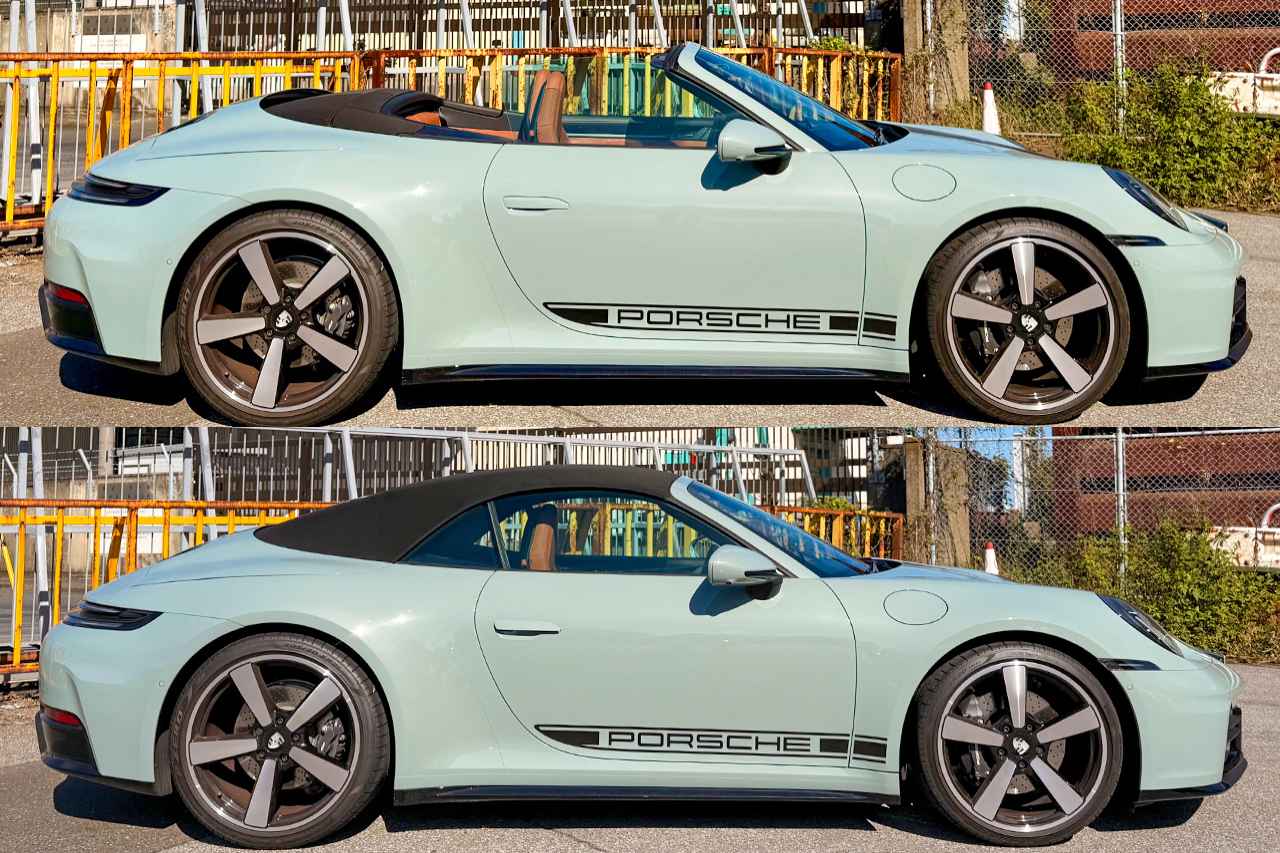 画像: 幌を開けた状態と閉じた状態の対比。