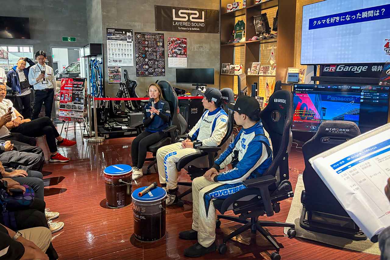 画像: 各ドライバーに「クルマを好きになった瞬間は？」「タイヤは「プロクセス」エピソードを教えて！」などの質問を交えつつトークを展開。