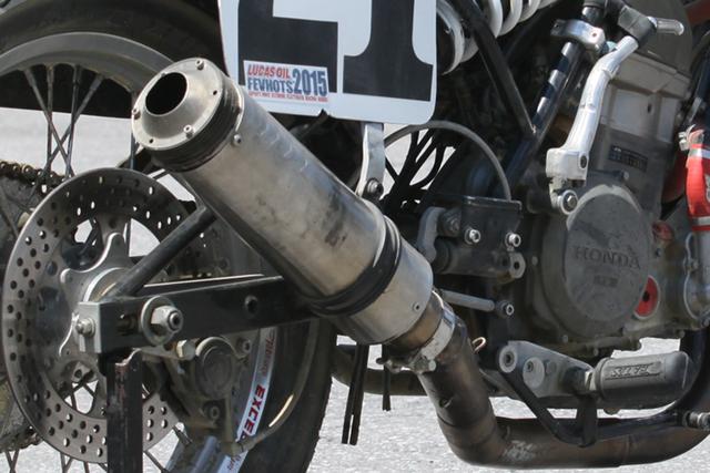 画像: 筆者所有・C&Jフレーム+CRF450Rにストローカーkitを組み505cc化したエンジンを搭載したレース専用マシン(フレーマー)の部分。2016全米選手権王者・B.スミスがかつて使用した車両。撮影: 齊藤淳一(Flattrack Express)