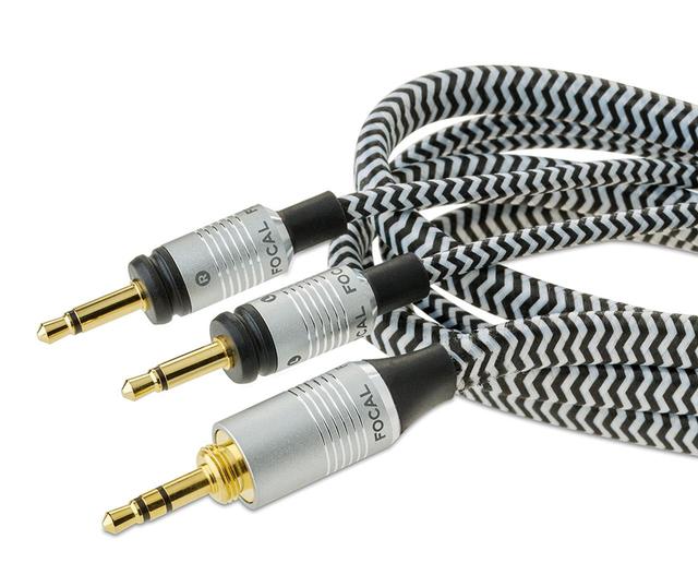 画像: 付属ケーブル(1.2m)のアンプ側端子は3.5mmステレオミニ仕様。6.3mm標準フォーンへの変換プラグも付属している